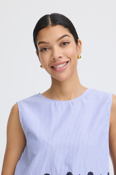 B.Young Inzi Floral Stripe Embroidered Sleeveless Top