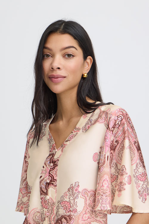 B.Young Jannike Button Front Paisley Print Satin Blouse