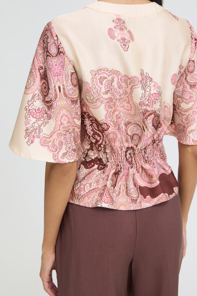 B.Young Jannike Button Front Paisley Print Satin Blouse