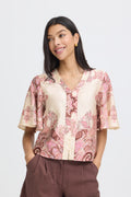 B.Young Jannike Button Front Paisley Print Satin Blouse