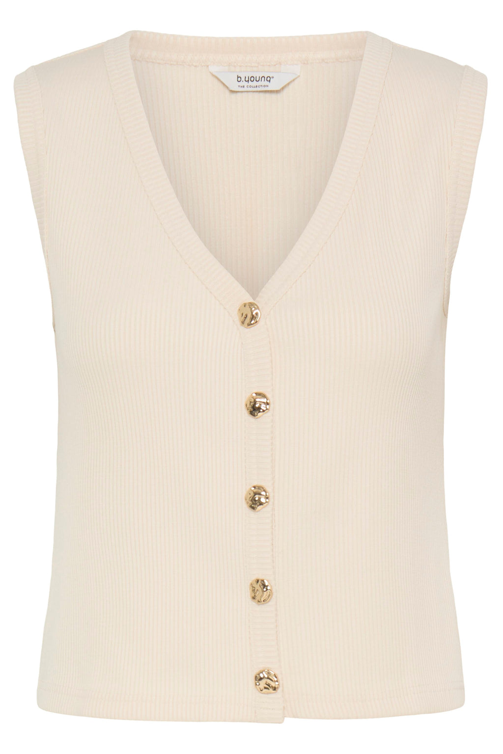 B.Young Rubina Gold Button Knitted Sleeveless Top