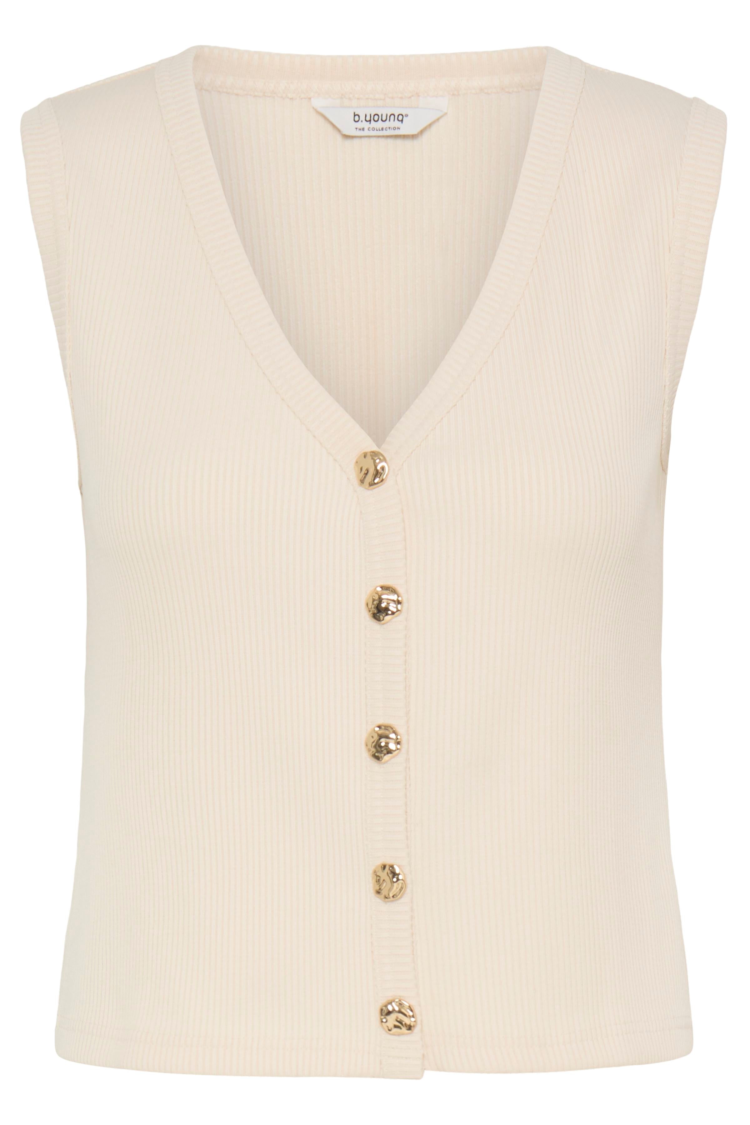 B.Young Rubina Gold Button Knitted Sleeveless Top