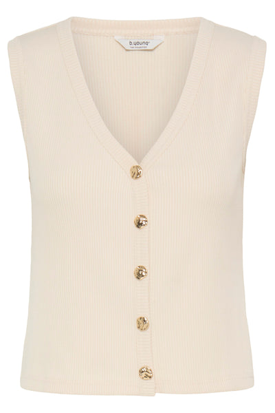 B.Young Rubina Gold Button Knitted Sleeveless Top