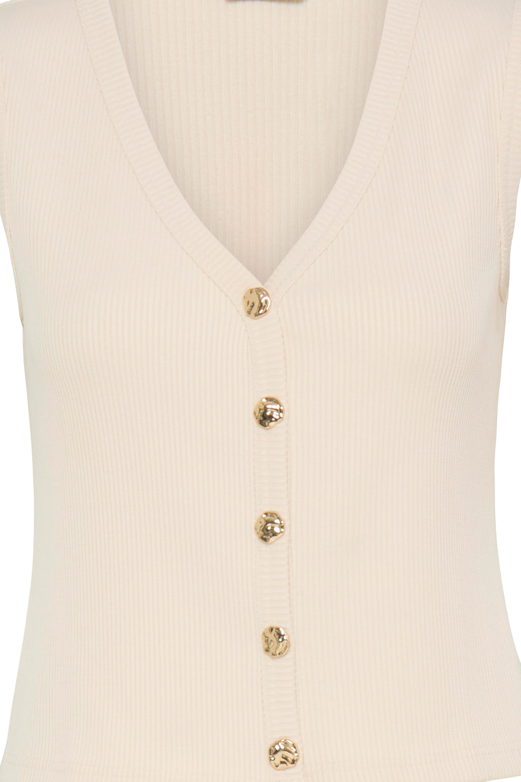 B.Young Rubina Gold Button Knitted Sleeveless Top