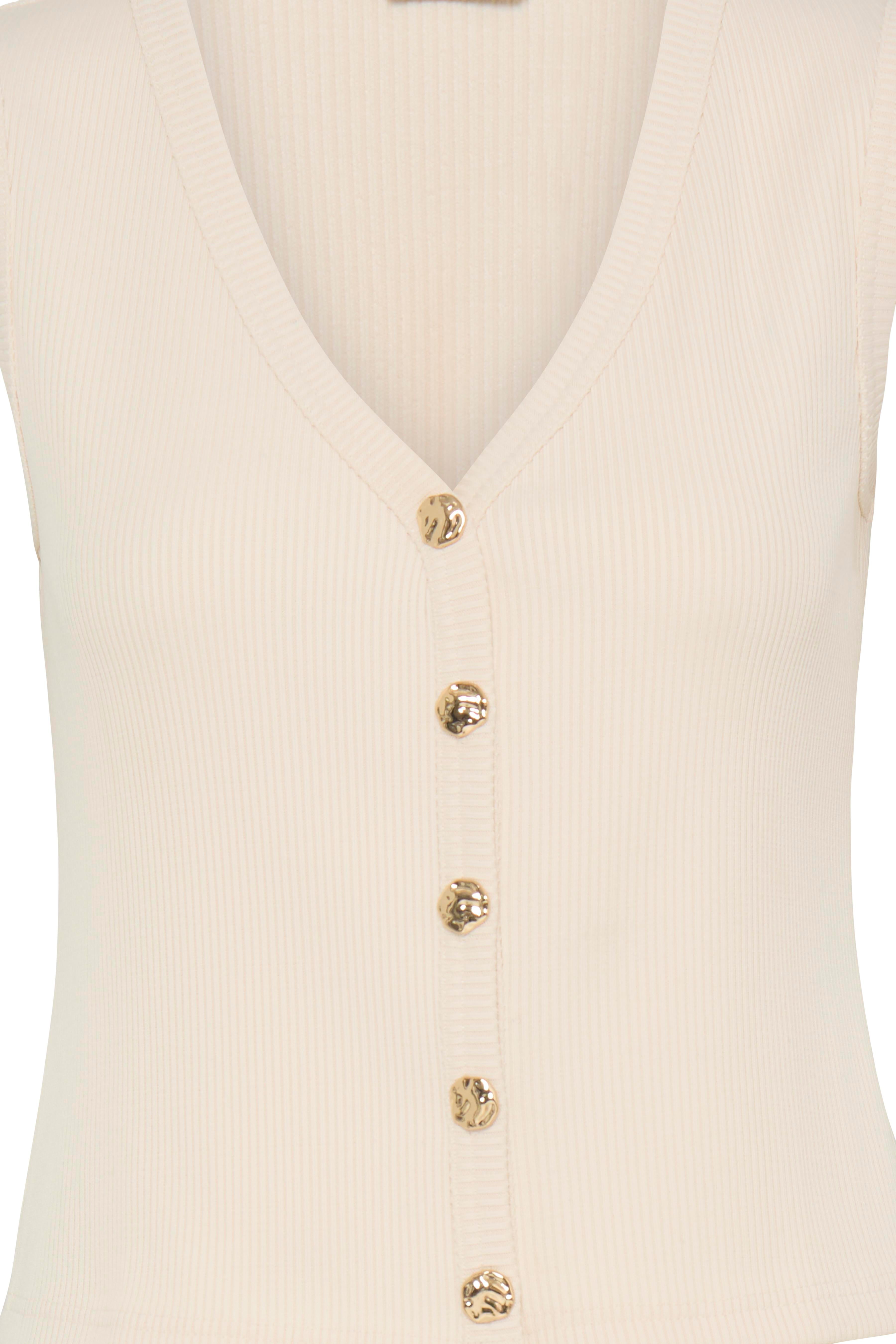 B.Young Rubina Gold Button Knitted Sleeveless Top