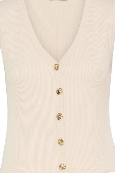 B.Young Rubina Gold Button Knitted Sleeveless Top
