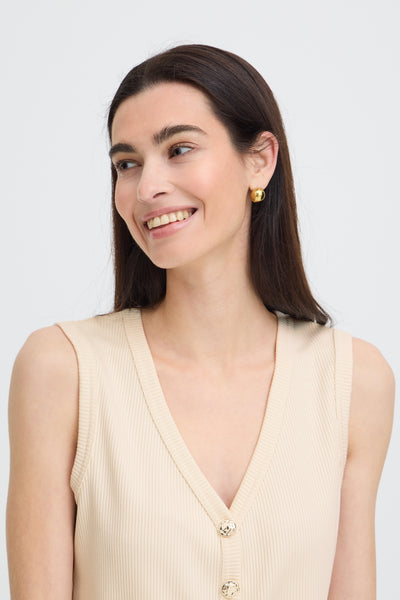 B.Young Rubina Gold Button Knitted Sleeveless Top