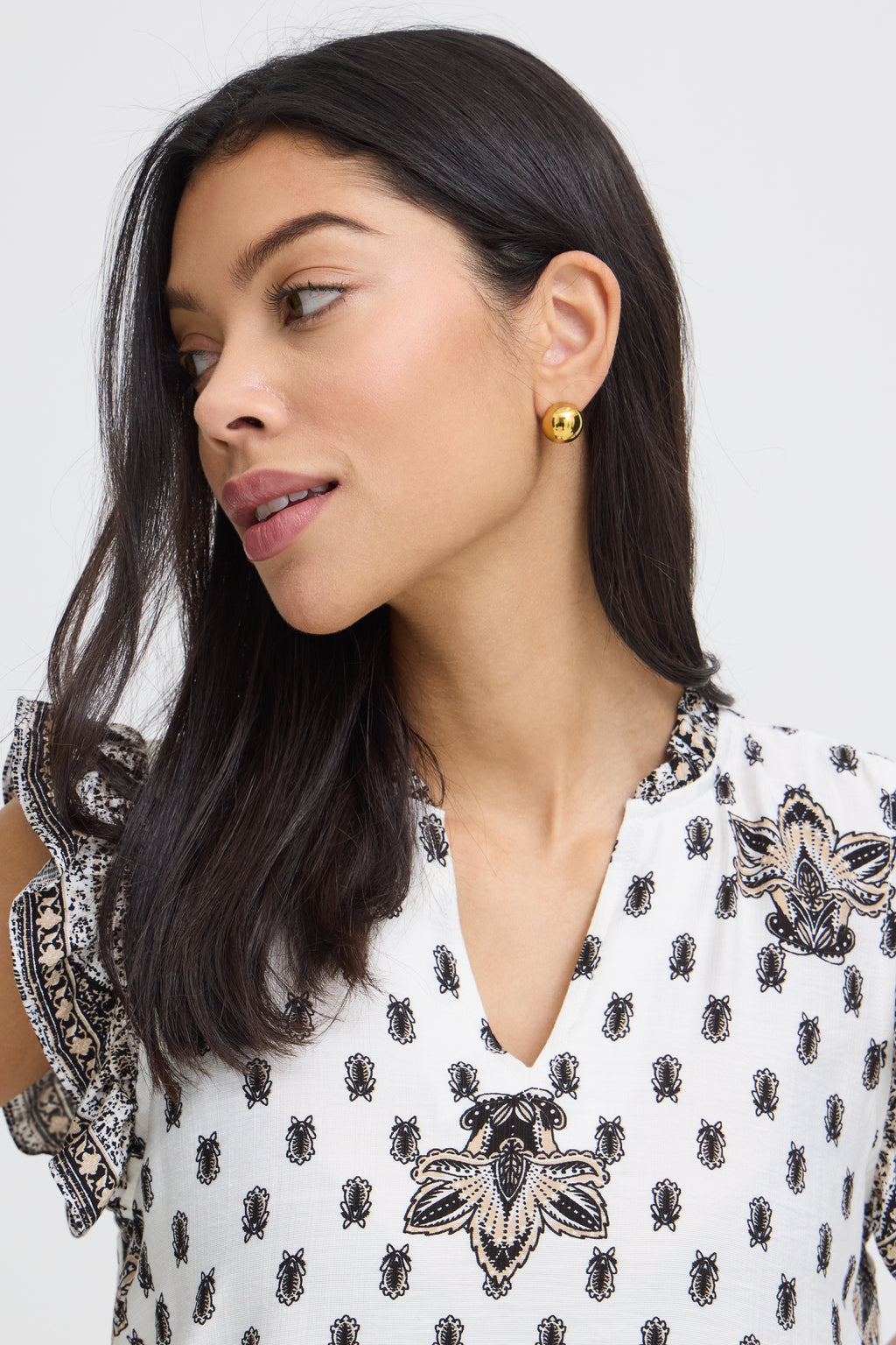 B.Young Ikaia Boho Ruffle Sleeve Blouse