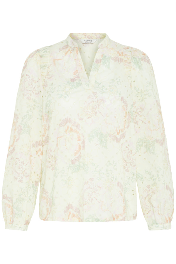 B.Young Joa Floral Broderie Anglais V-Neck Blouse