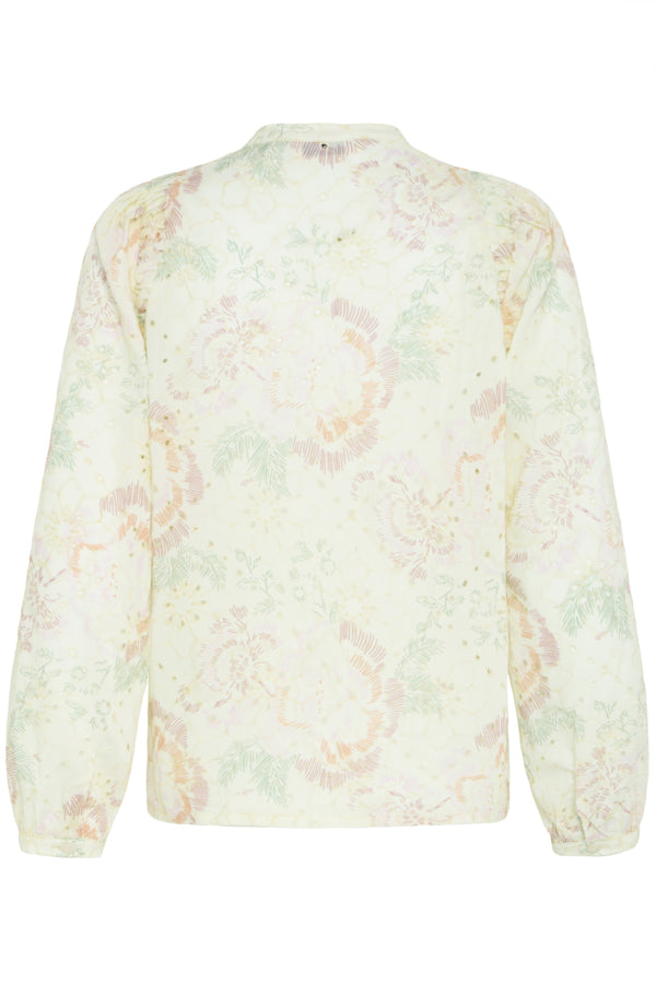 B.Young Joa Floral Broderie Anglais V-Neck Blouse