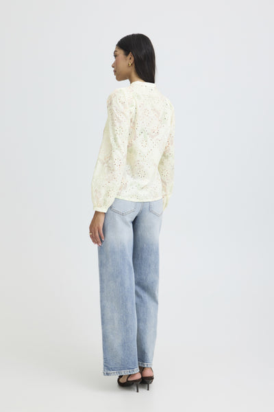 B.Young Joa Floral Broderie Anglais V-Neck Blouse