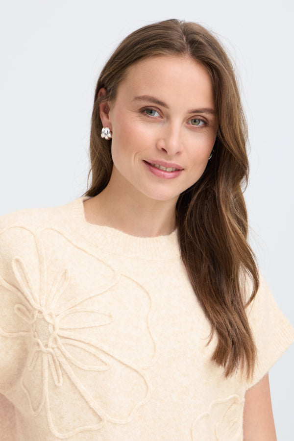 B.Young Omea Floral Embroidered Short Sleeve Knit