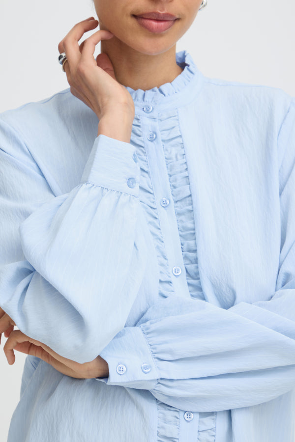 B.Young Flavie Ruffle Front Button Shirt