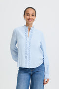B.Young Flavie Ruffle Front Button Shirt
