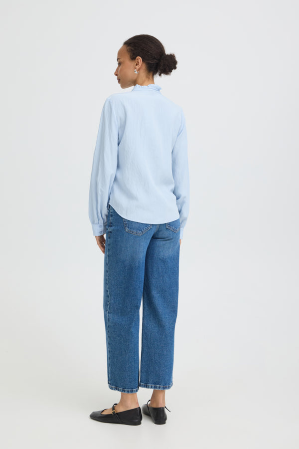 B.Young Flavie Ruffle Front Button Shirt