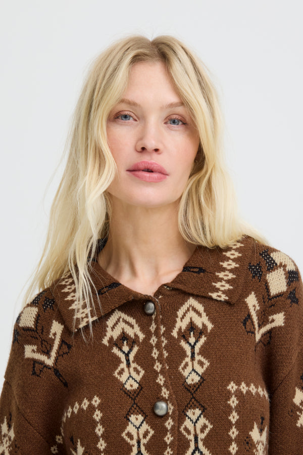 B.Young Orli Embroidered Folk Collar Cardigan