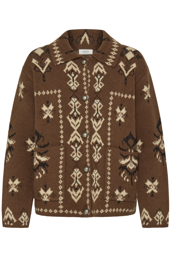 B.Young Orli Embroidered Folk Collar Cardigan