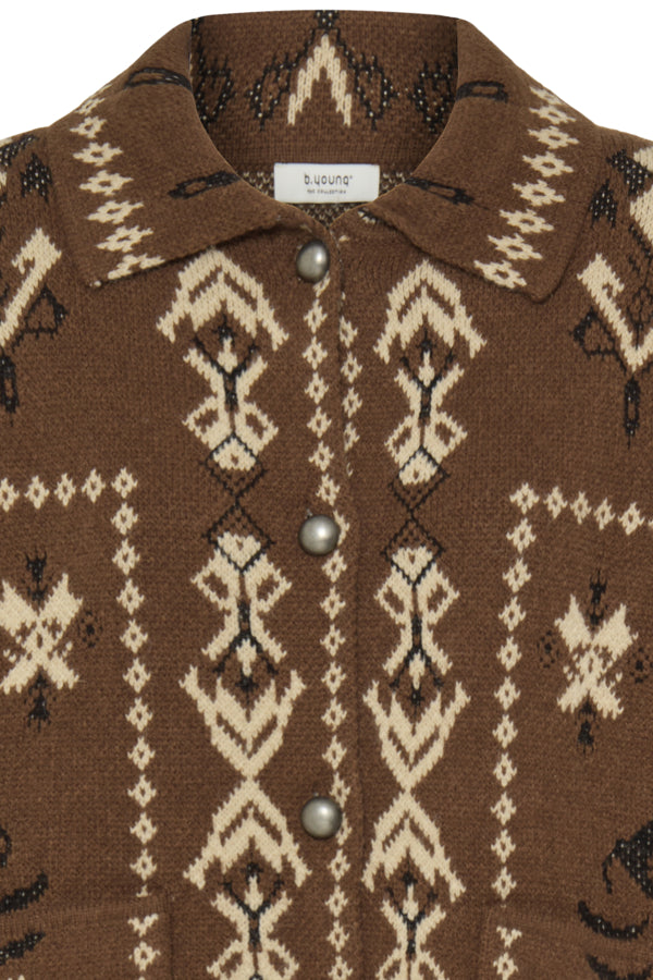 B.Young Orli Embroidered Folk Collar Cardigan