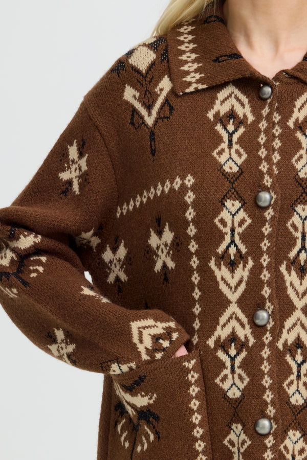 B.Young Orli Embroidered Folk Collar Cardigan