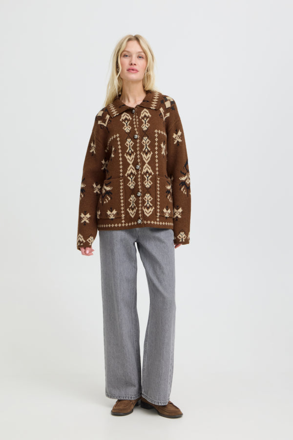 B.Young Orli Embroidered Folk Collar Cardigan