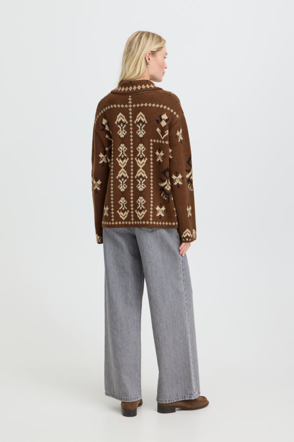 B.Young Orli Embroidered Folk Collar Cardigan