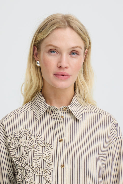 B.Young Jesio Frill Applique Detail Stripe Shirt