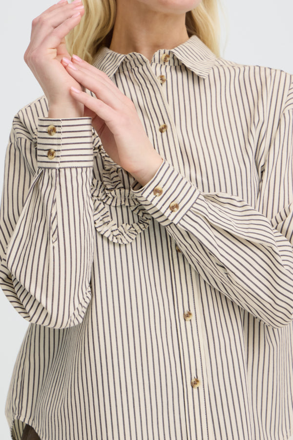 B.Young Jesio Frill Applique Detail Stripe Shirt