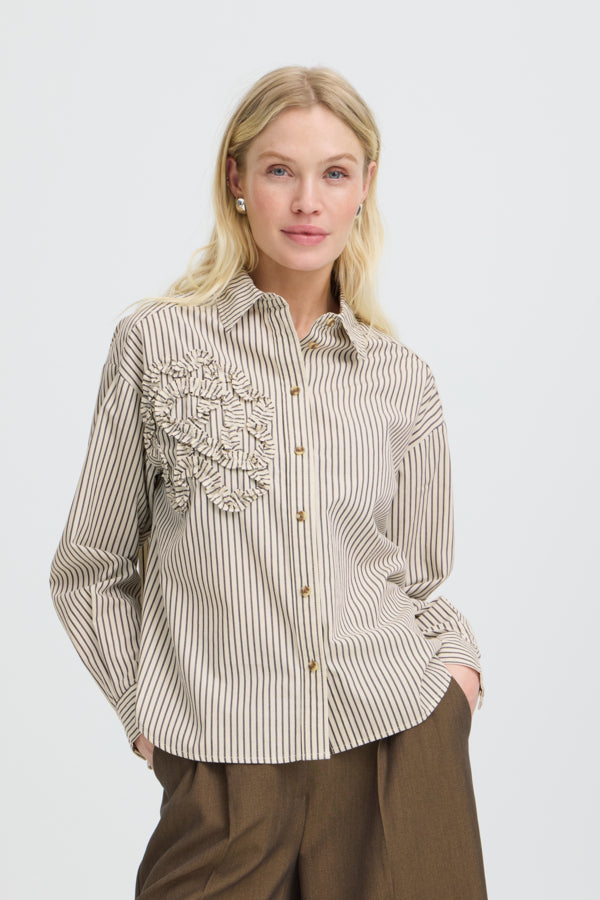 B.Young Jesio Frill Applique Detail Stripe Shirt