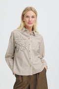 B.Young Jesio Frill Applique Detail Stripe Shirt