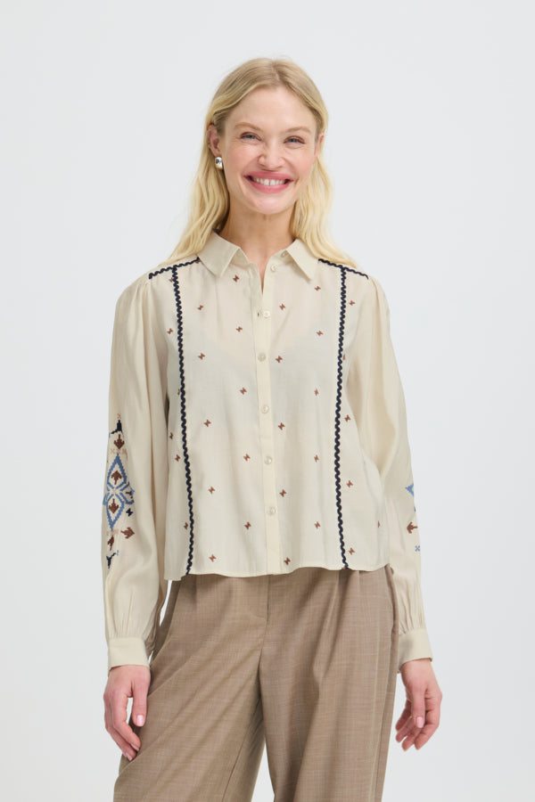 B.Young Irisa Folk Embroidery Ricrac Shirt