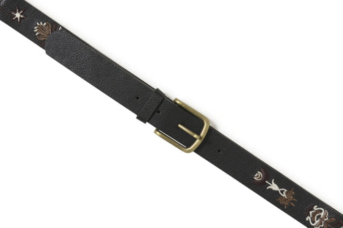 B.Young Embroidered Folk Floral Faux Leather Belt