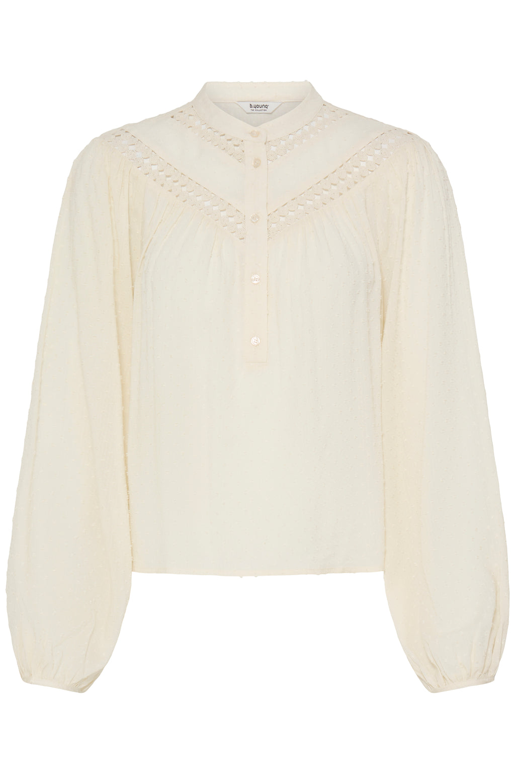 B.Young Helmine Textured Fabric Cut Out Folk Blouse