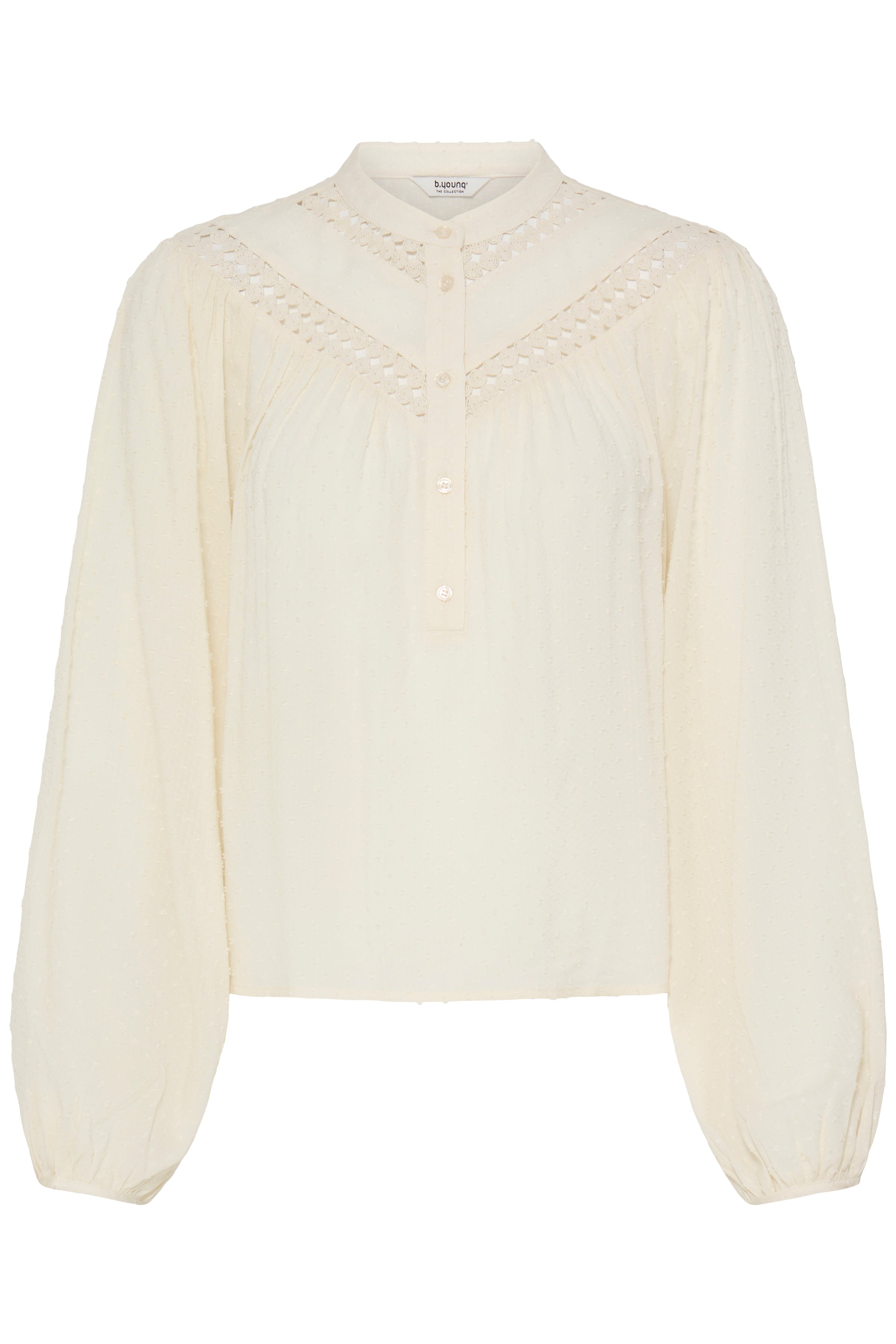 B.Young Helmine Textured Fabric Cut Out Folk Blouse