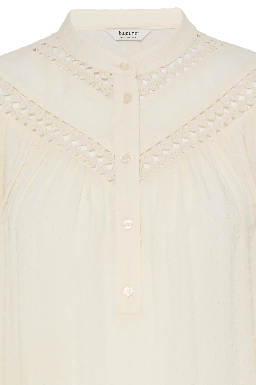 B.Young Helmine Textured Fabric Cut Out Folk Blouse