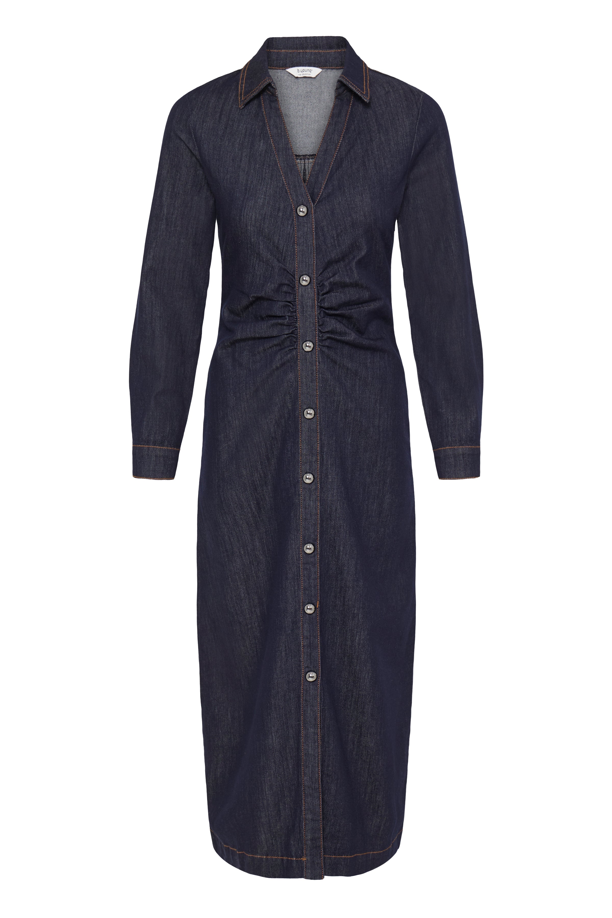 B.Young Kanea Fitted Contoured Denim Midi Dress