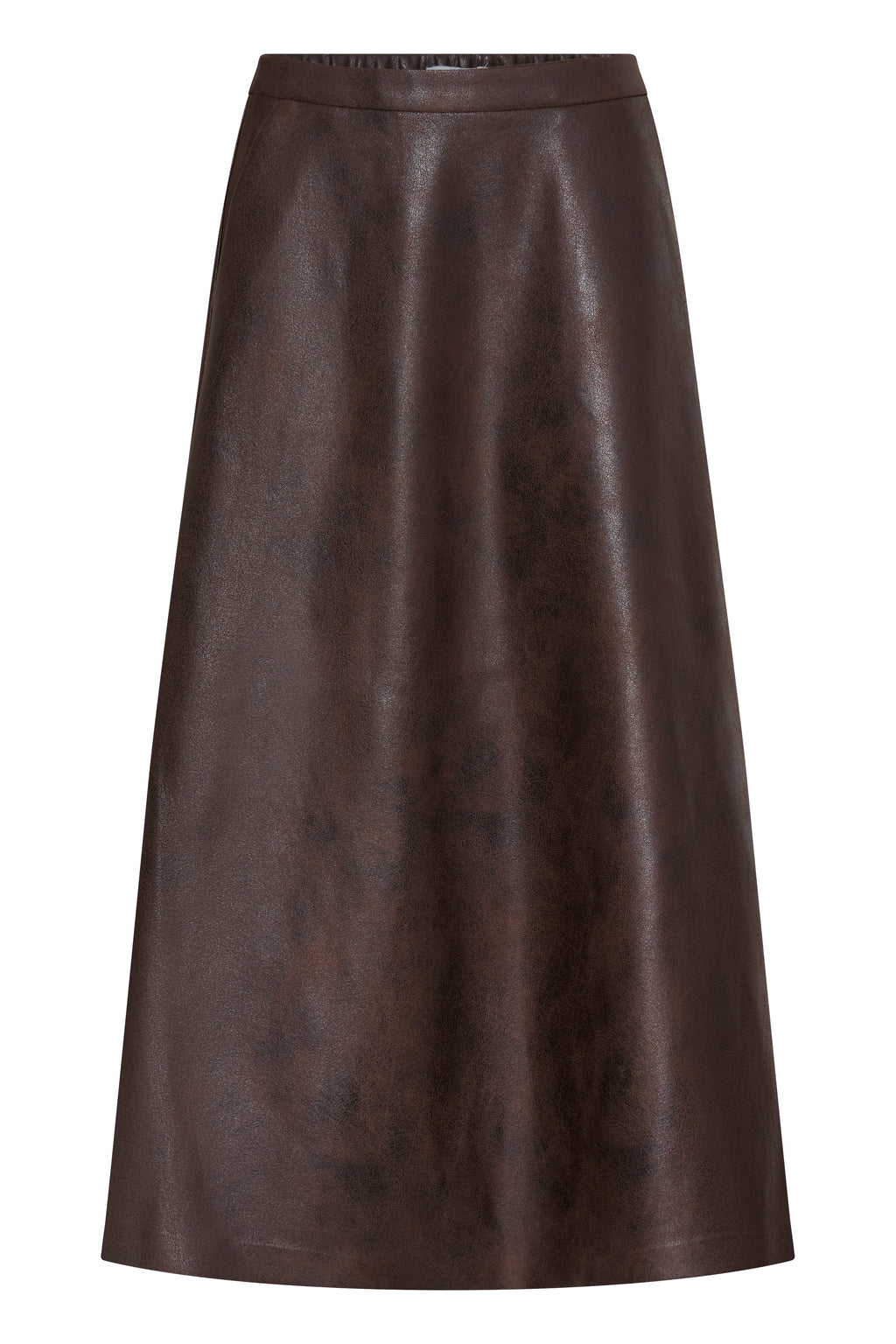 B.Young Dimian Faux Leather A-Line Midi Skirt