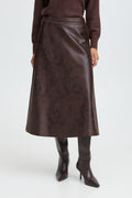 B.Young Dimian Faux Leather A-Line Midi Skirt