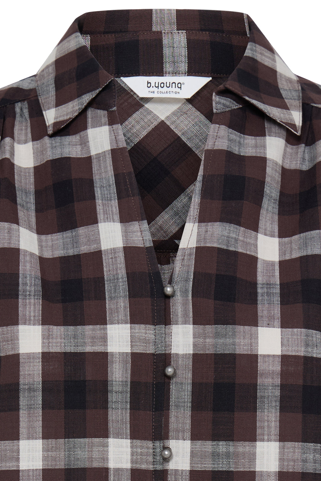 B.Young Flanny Check V-Neck Button Through Shirt