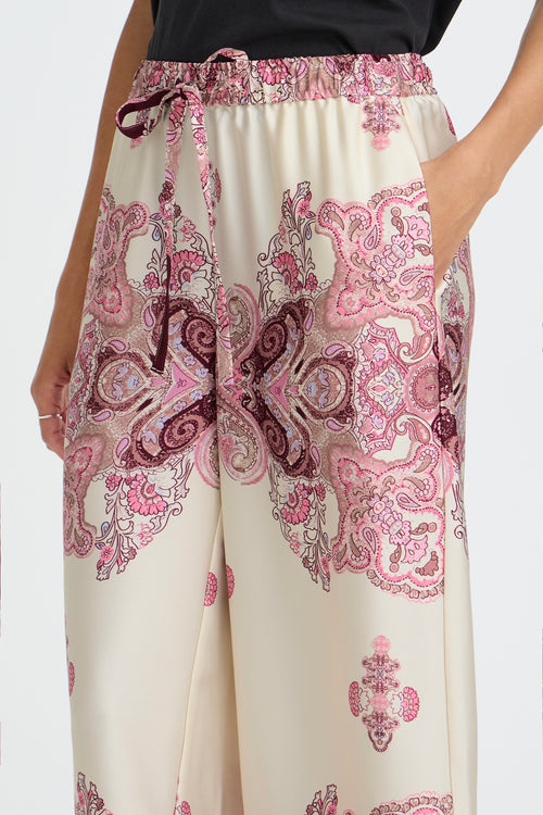 B.Young Jannike Wide Leg Paisley Print Satin Pants