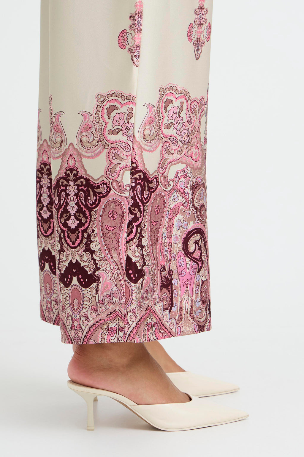 B.Young Jannike Wide Leg Paisley Print Satin Pants