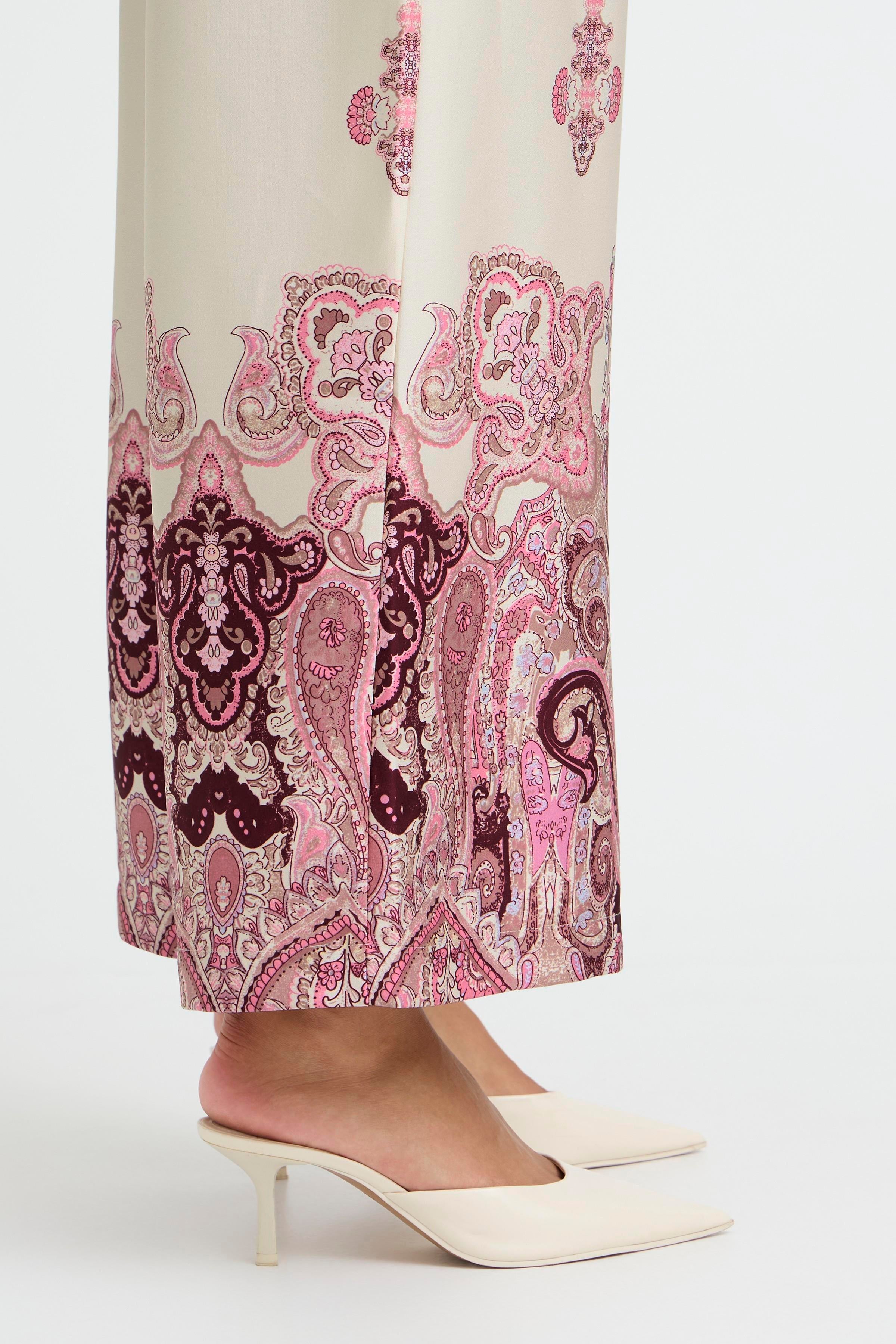 B.Young Jannike Wide Leg Paisley Print Satin Pants