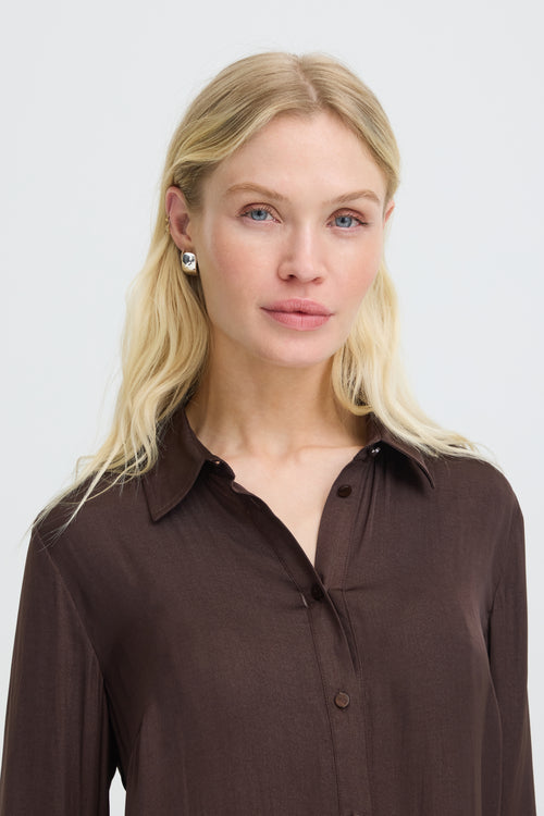 B.Young Ival Classic Button Through Shirt - Brown
