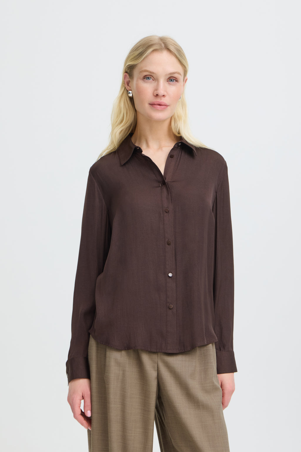 B.Young Ival Classic Button Through Shirt - Brown