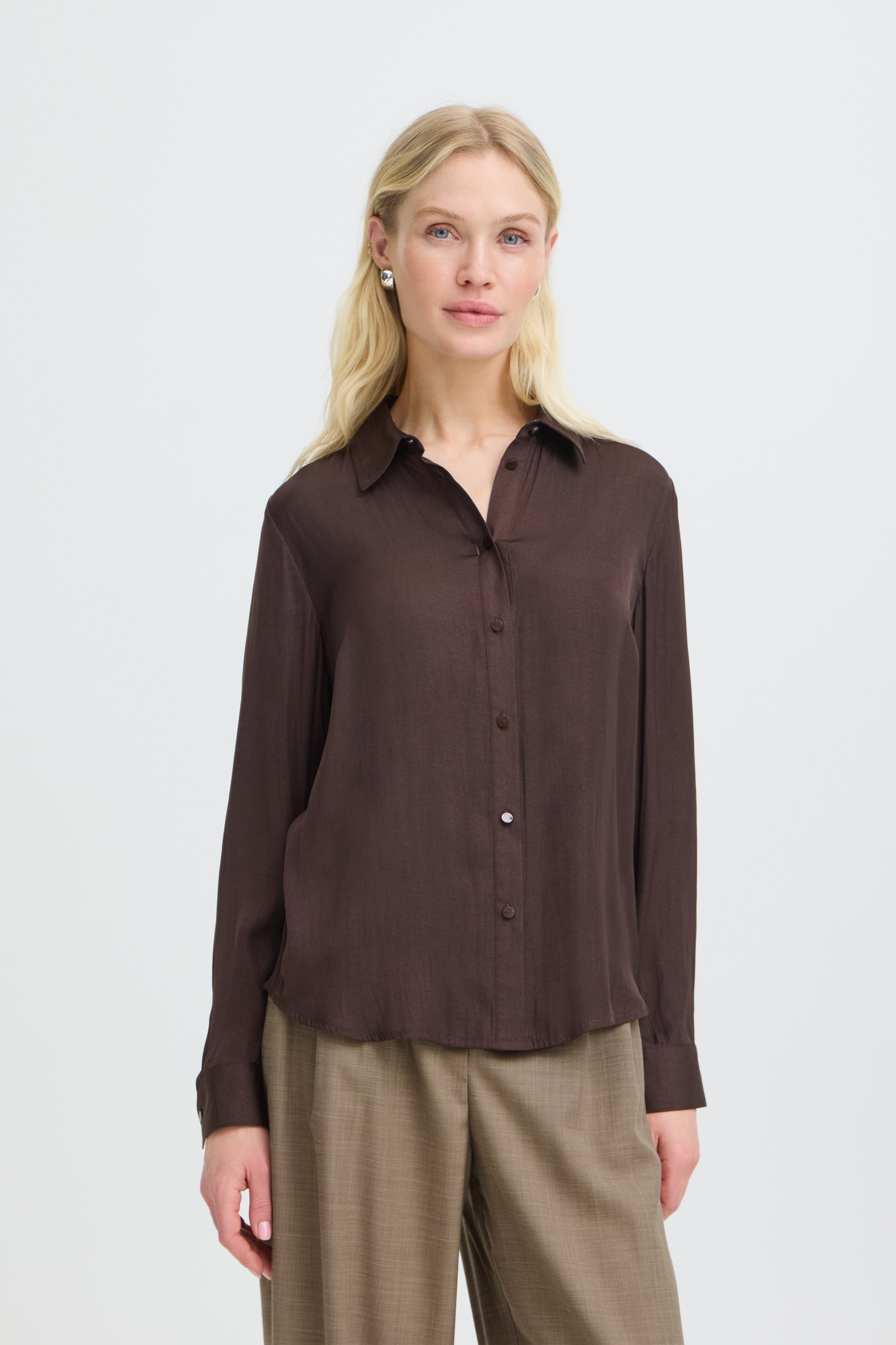 B.Young Ival Classic Button Through Shirt - Brown