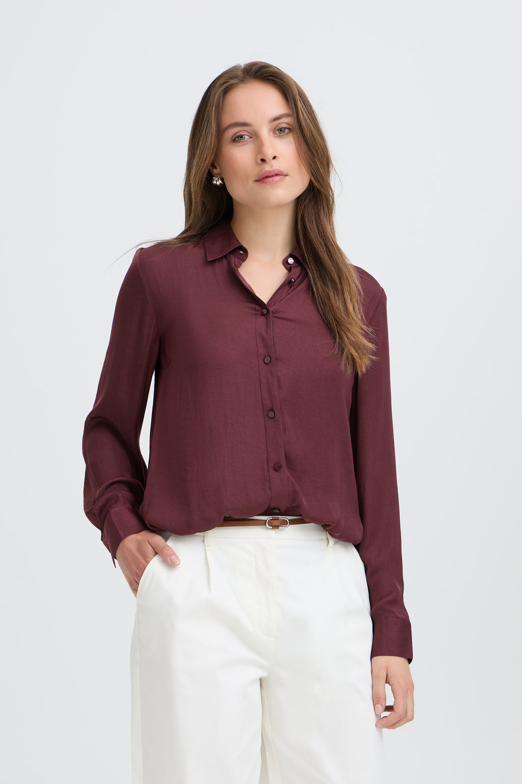 B.Young Ival Classic Button Through Shirt - Fig