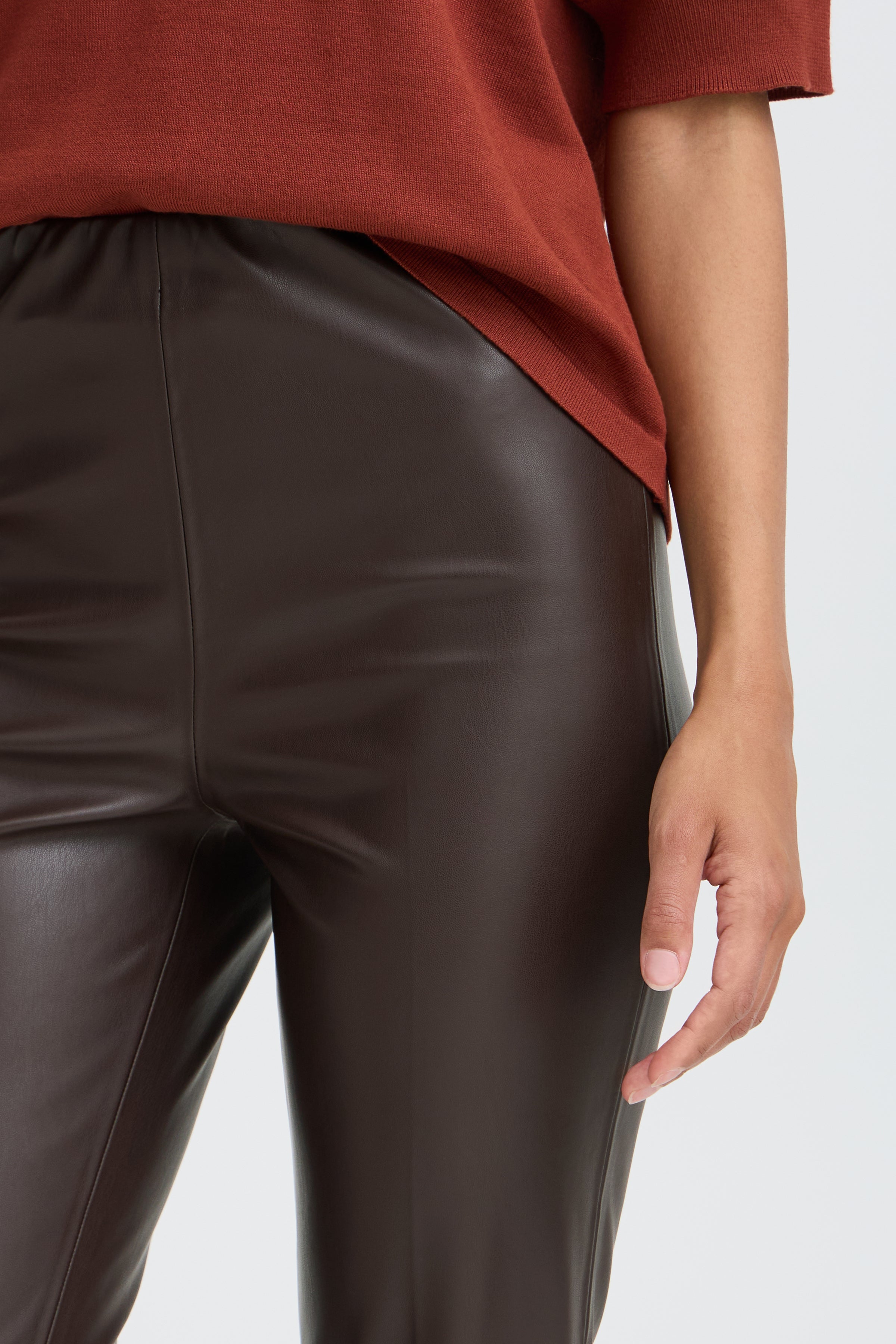 B.Young Daja Flare Faux Leather Pants – Brown
