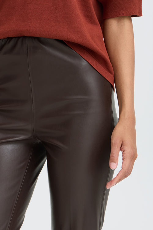 B.Young Daja Flare Faux Leather Pants – Brown