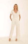 Pomodoro Cupro Metallic Trim Top - Off White