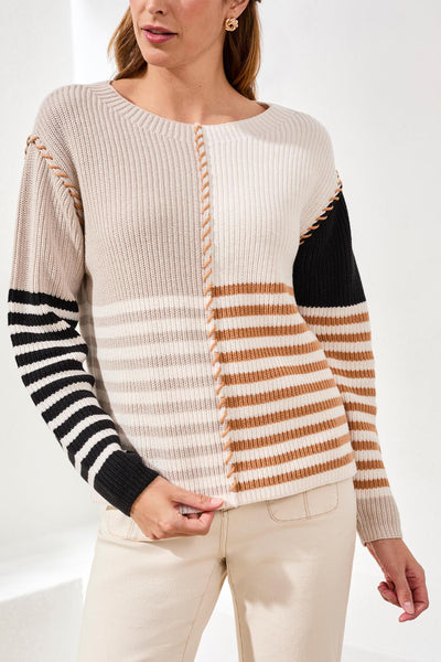 Tribal Stitch Detail and Multi Stripe Jumper