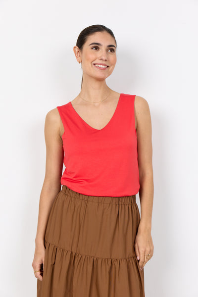 Soyaconcept Marica V-Neck Vest Top - Coral
